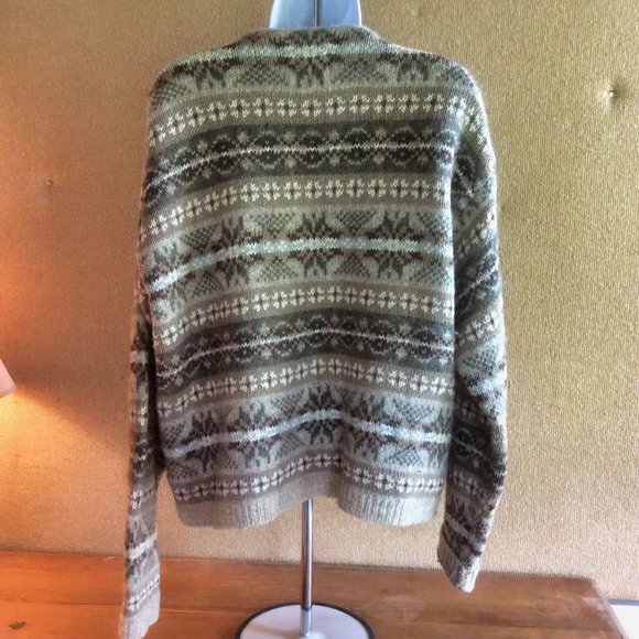 Woolrich Fair Isle Cardigan Zip Sweater Women's Size L Small Stain - Picture 4 of 6